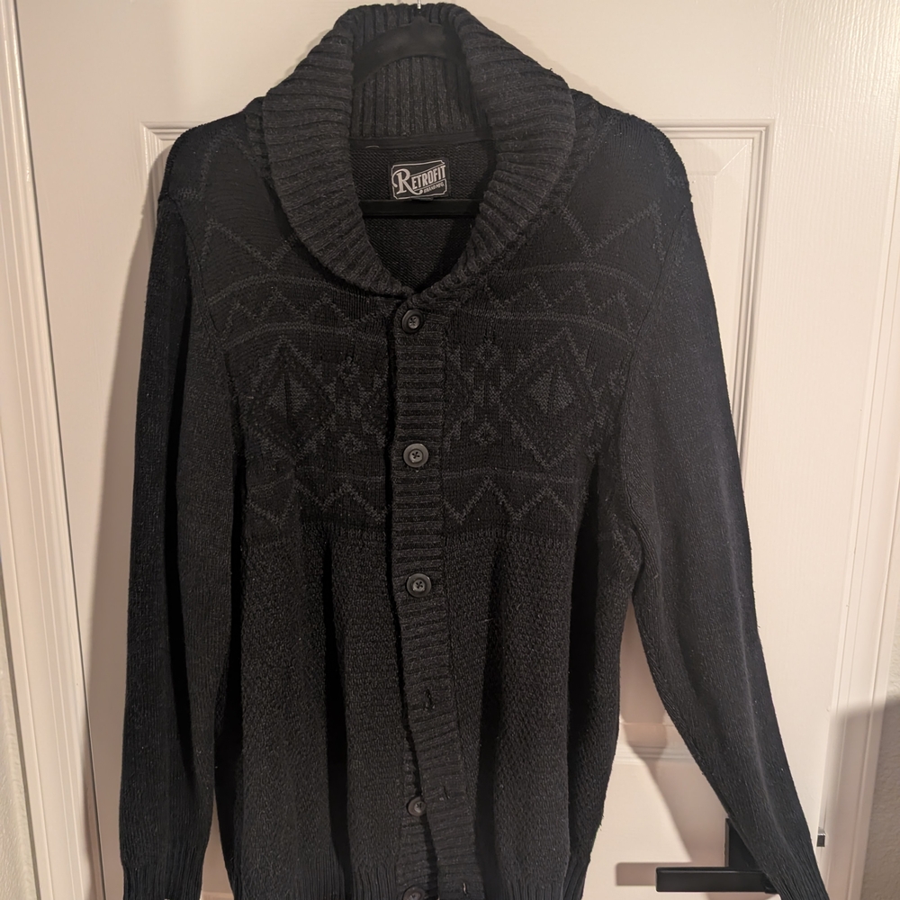 Retrofit Black Cardigan Sweater
